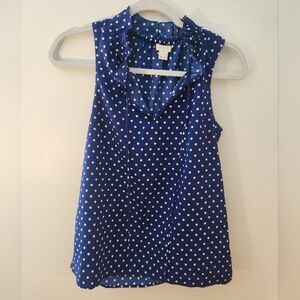 J CREW Blue Polka Dot Ruffle Blouse